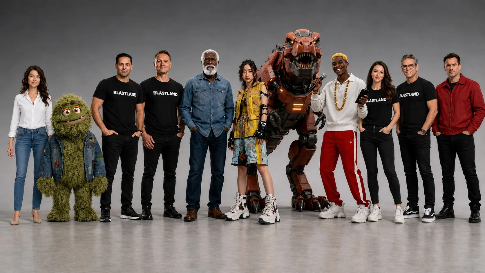 The Blastland team posing together in the studio