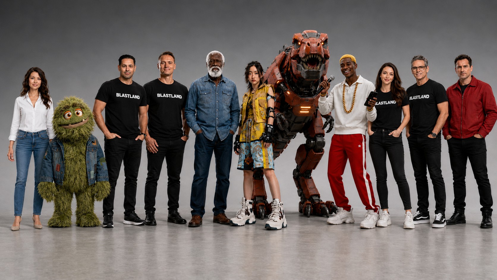 The Blastland team posing together in the studio